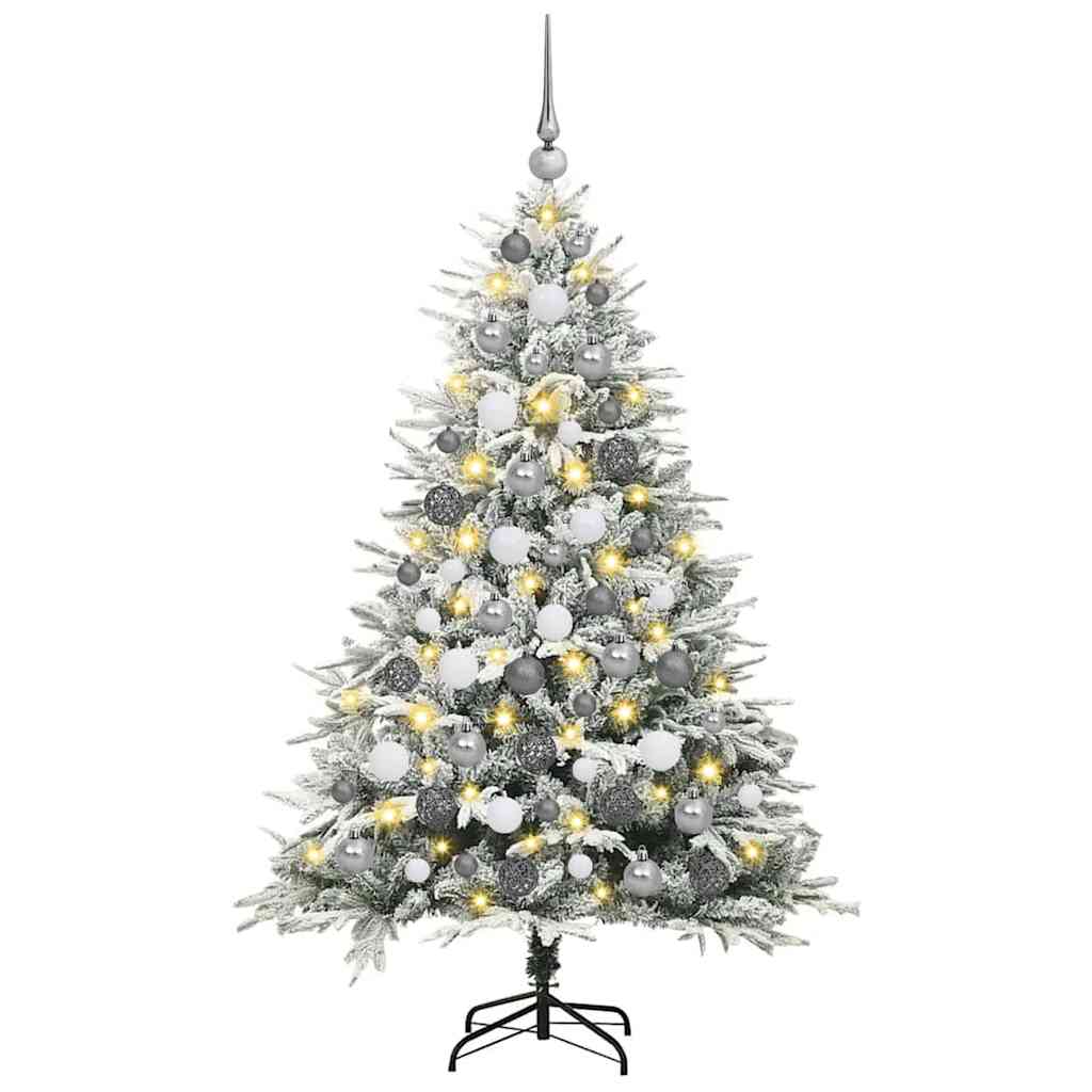 Kunstmatige Vorstverlichte Kerstboom met Bal Set Groen 180 cm