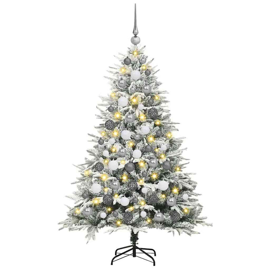 Kunstmatige Vorstverlichte Kerstboom met Bal Set Groen 180 cm
