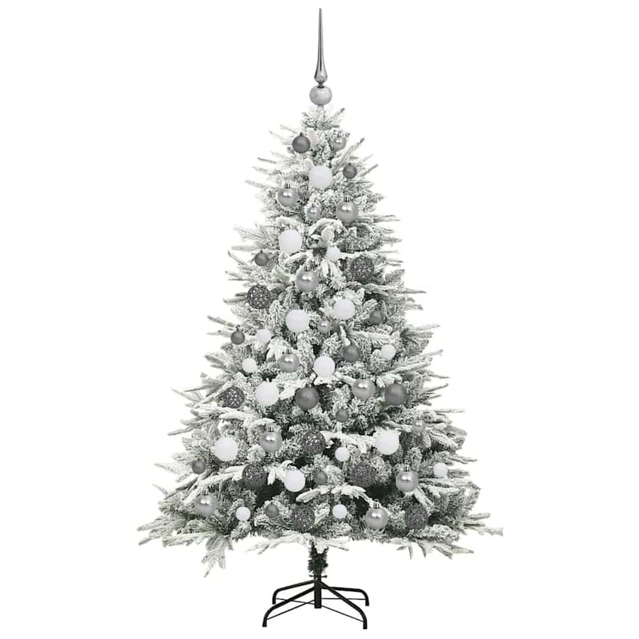 Kunstmatige Vorstverlichte Kerstboom met Bal Set Groen 180 cm