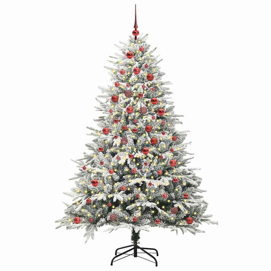 Kunstmatige Vorstverlichte Kerstboom met Bal Set Groen 180 cm