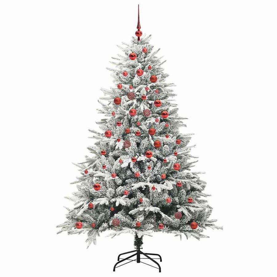 Kunstmatige Vorstverlichte Kerstboom met Bal Set Groen 180 cm