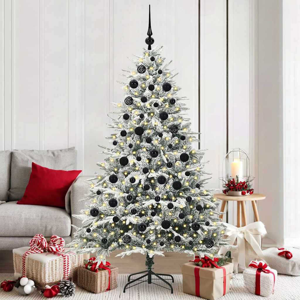 Kunstmatige Vorstverlichte Kerstboom met Bal Set Groen 180 cm