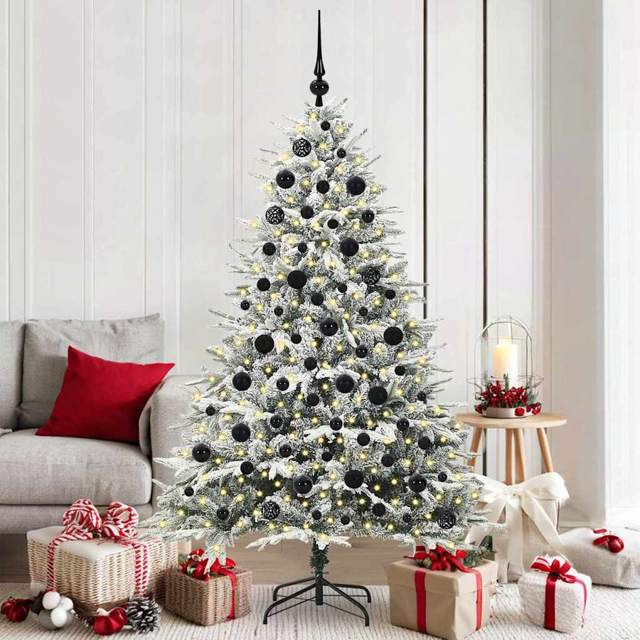 Kunstmatige Vorstverlichte Kerstboom met Bal Set Groen 180 cm