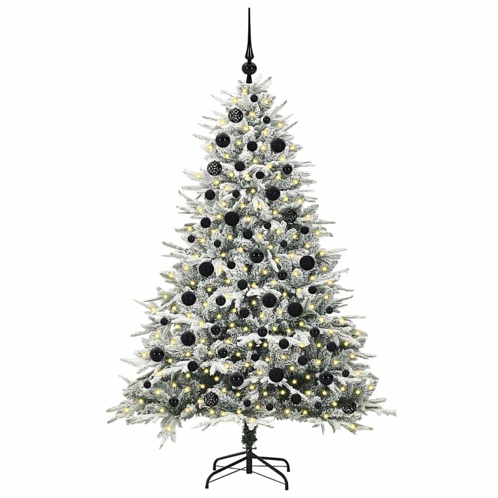 Kunstmatige Vorstverlichte Kerstboom met Bal Set Groen 180 cm