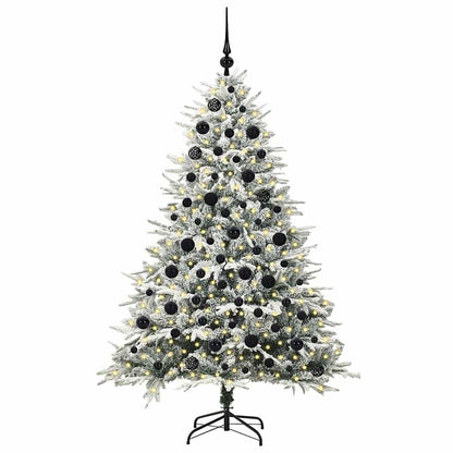 Kunstmatige Vorstverlichte Kerstboom met Bal Set Groen 180 cm