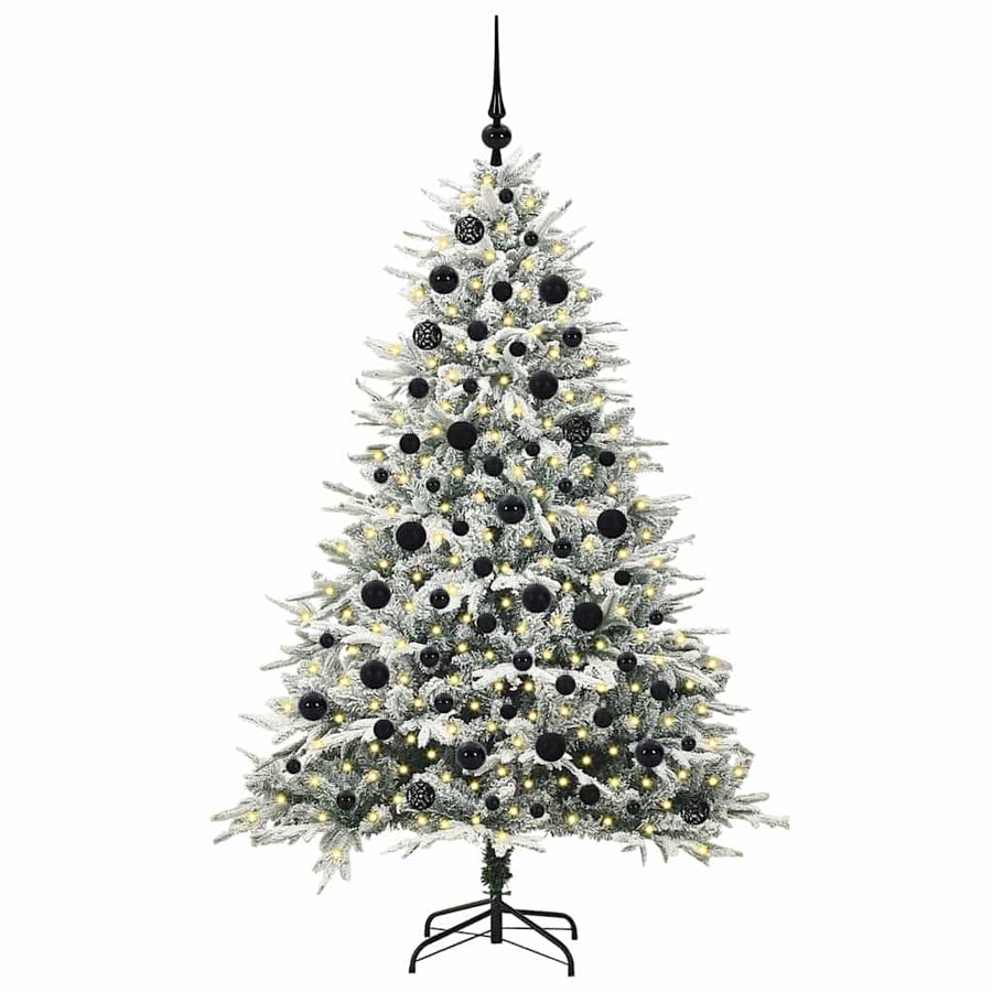 Kunstmatige Vorstverlichte Kerstboom met Bal Set Groen 180 cm