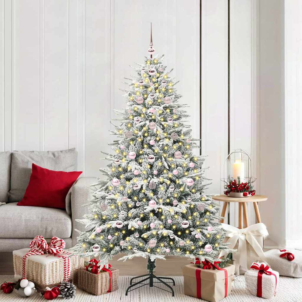 Kunstmatige Vorstverlichte Kerstboom met Bal Set Groen 180 cm