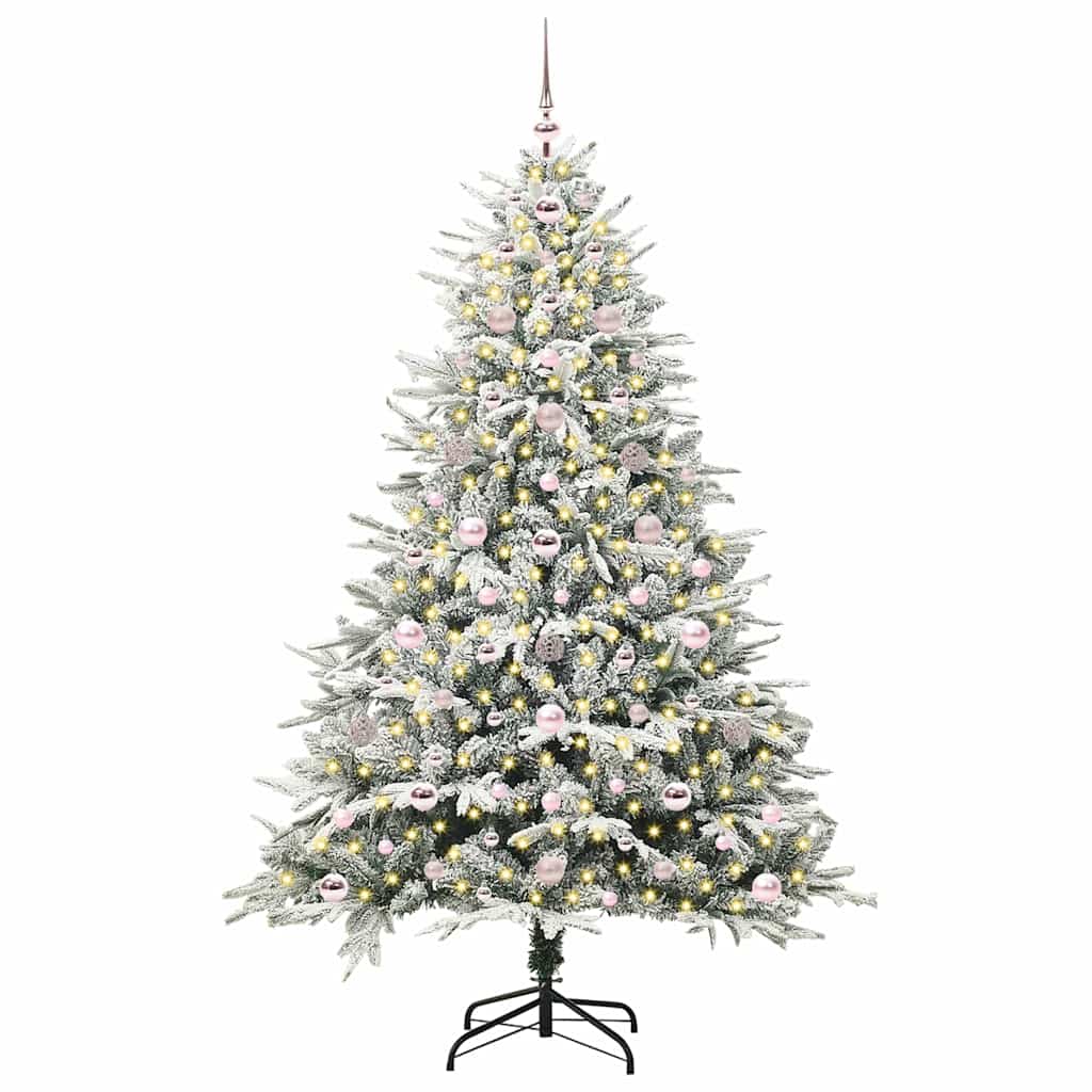 Kunstmatige Vorstverlichte Kerstboom met Bal Set Groen 180 cm