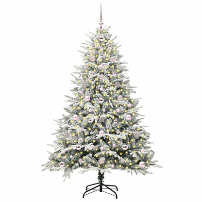 Kunstmatige Vorstverlichte Kerstboom met Bal Set Groen 180 cm