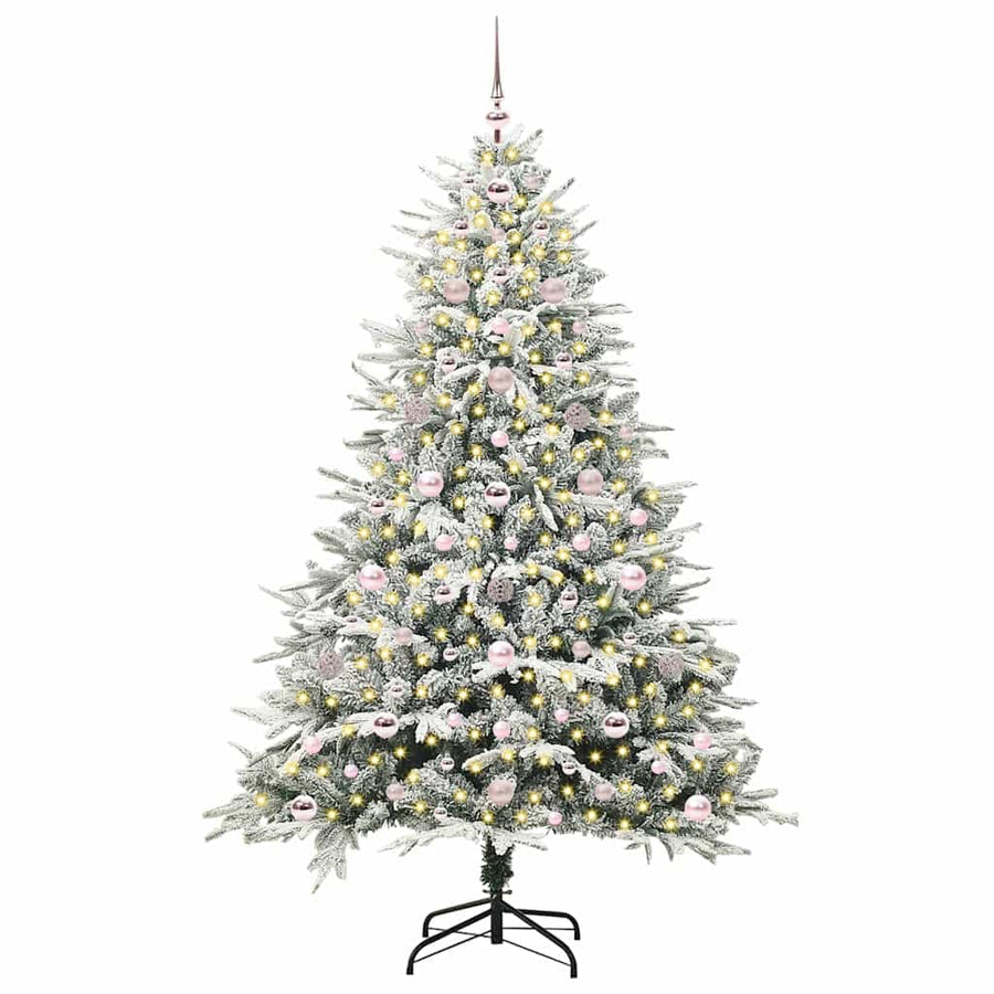 Kunstmatige Vorstverlichte Kerstboom met Bal Set Groen 180 cm