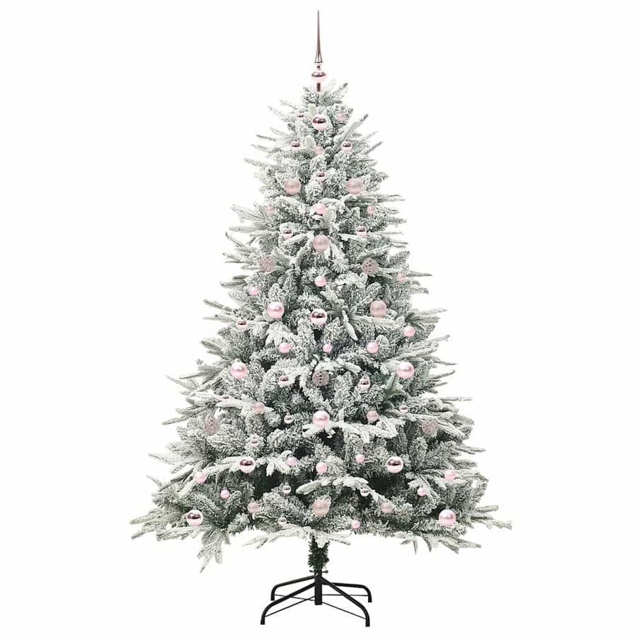 Kunstmatige Vorstverlichte Kerstboom met Bal Set Groen 180 cm