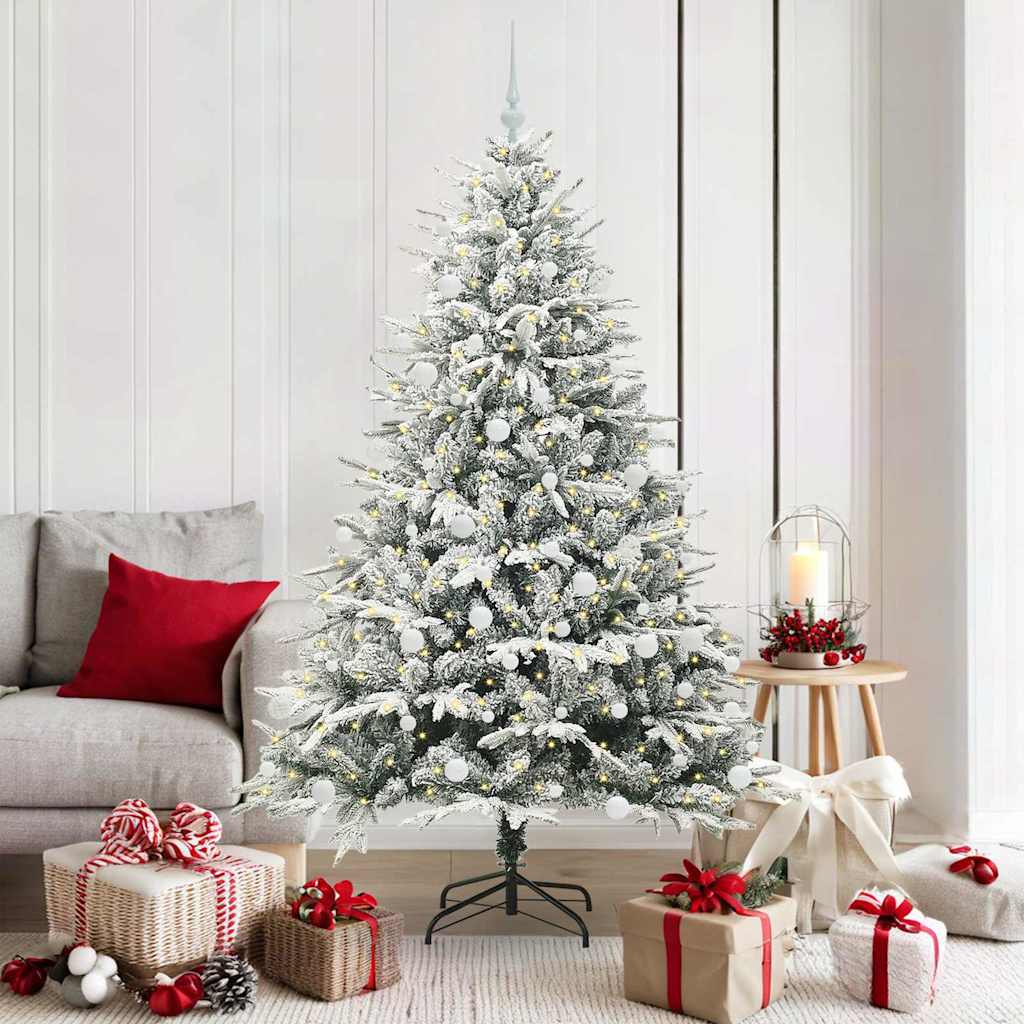 Kunstmatige Vorstverlichte Kerstboom met Bal Set Groen 180 cm