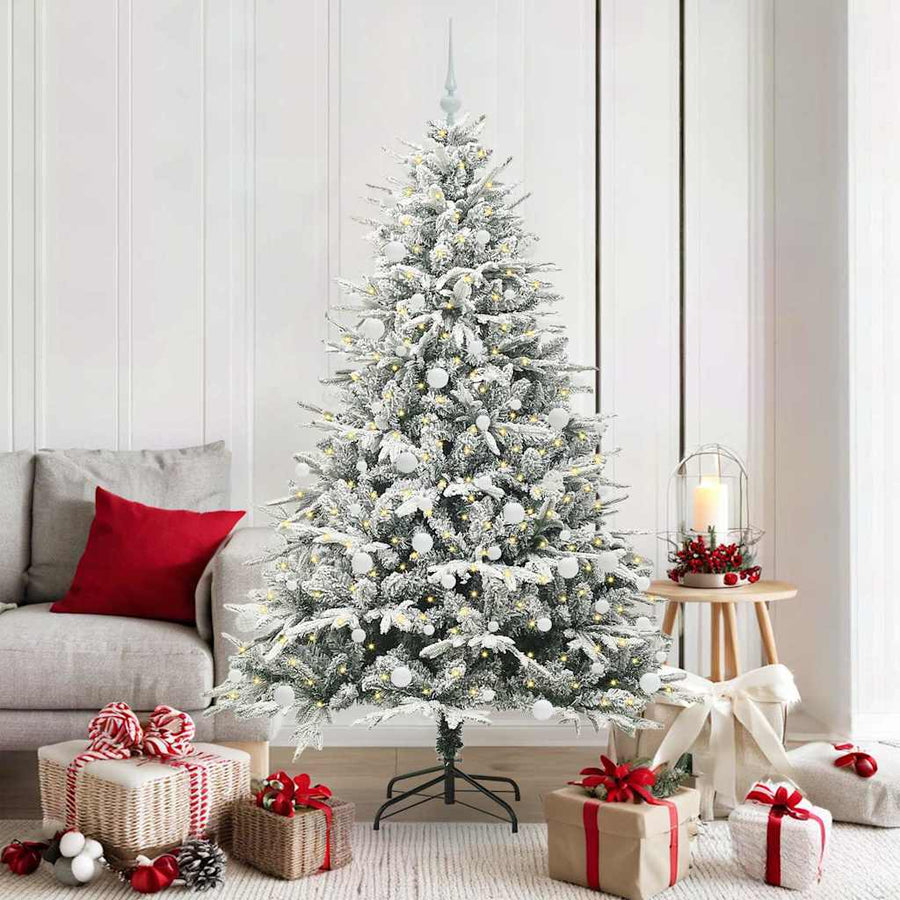 Kunstmatige Vorstverlichte Kerstboom met Bal Set Groen 180 cm