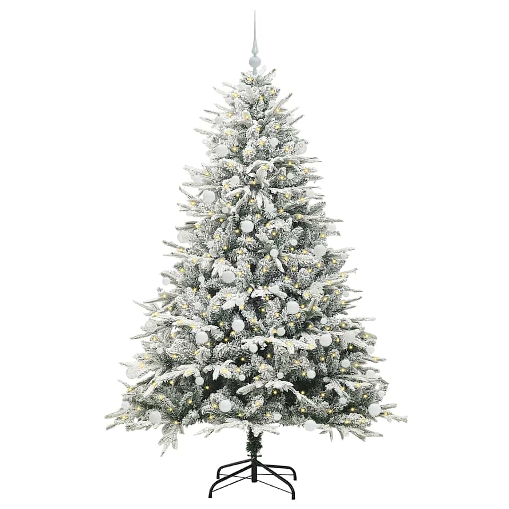 Kunstmatige Vorstverlichte Kerstboom met Bal Set Groen 180 cm