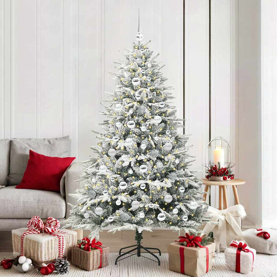 Kunstmatige Vorstverlichte Kerstboom met Bal Set Groen 180 cm