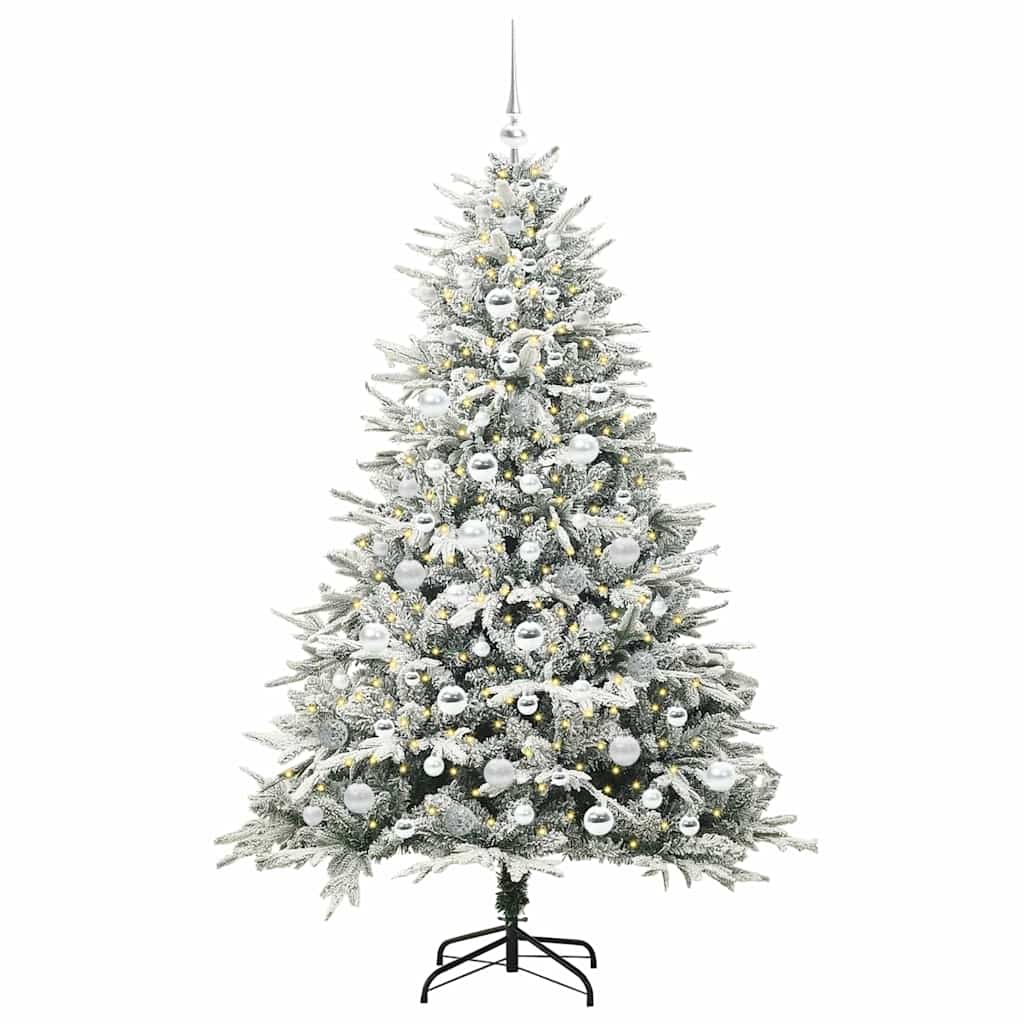 Kunstmatige Vorstverlichte Kerstboom met Bal Set Groen 180 cm