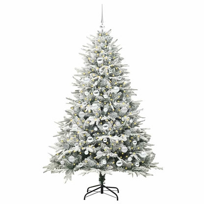 Kunstmatige Vorstverlichte Kerstboom met Bal Set Groen 180 cm