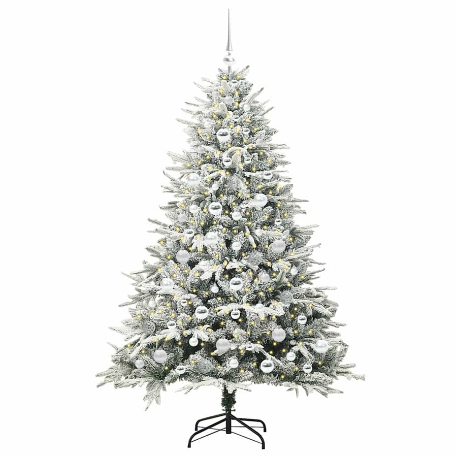 Kunstmatige Vorstverlichte Kerstboom met Bal Set Groen 180 cm
