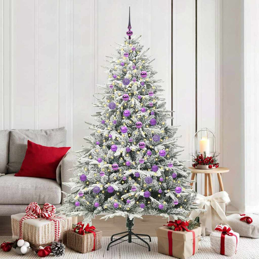 Kunstmatige Vorstverlichte Kerstboom met Bal Set Groen 180 cm