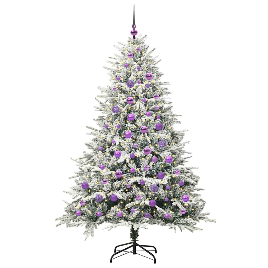 Kunstmatige Vorstverlichte Kerstboom met Bal Set Groen 180 cm