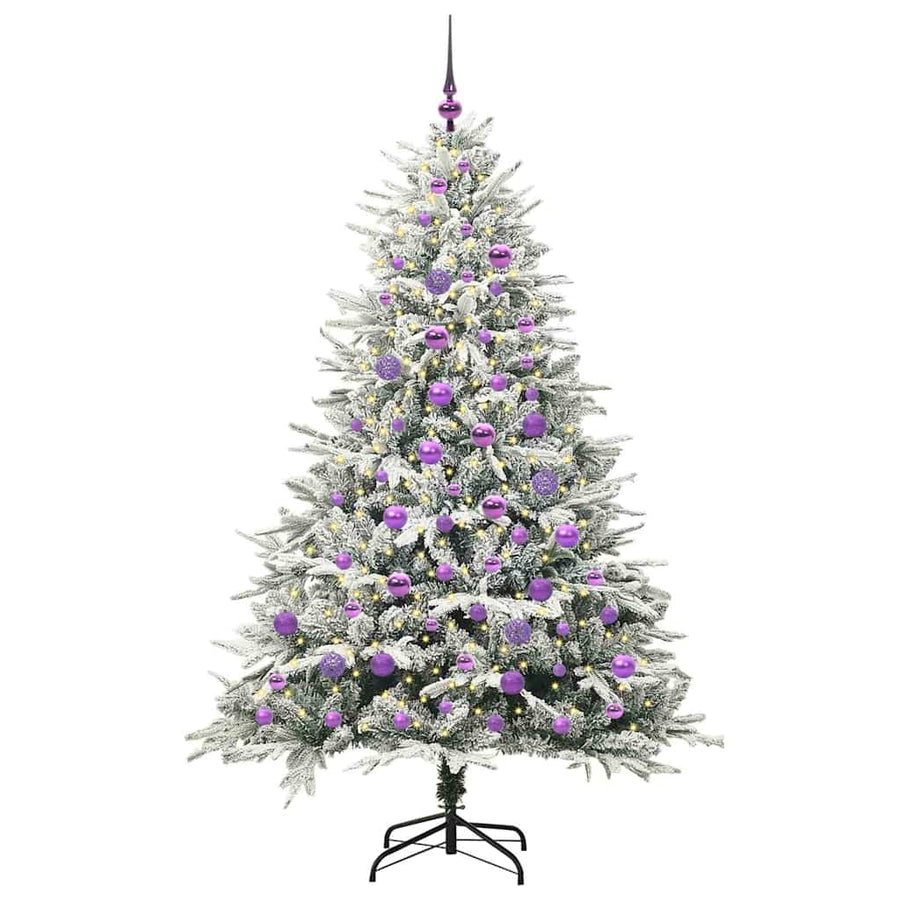 Kunstmatige Vorstverlichte Kerstboom met Bal Set Groen 180 cm