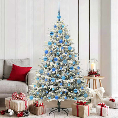 Kunstmatige Vorstverlichte Kerstboom met Bal Set Groen 180 cm