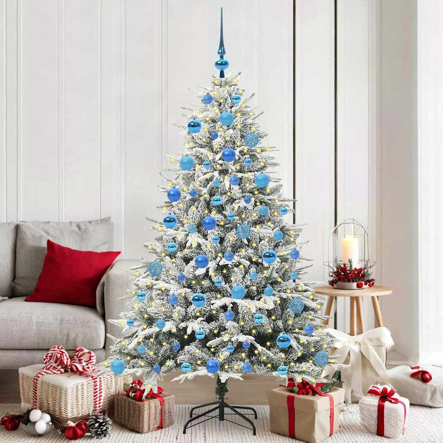 Kunstmatige Vorstverlichte Kerstboom met Bal Set Groen 180 cm