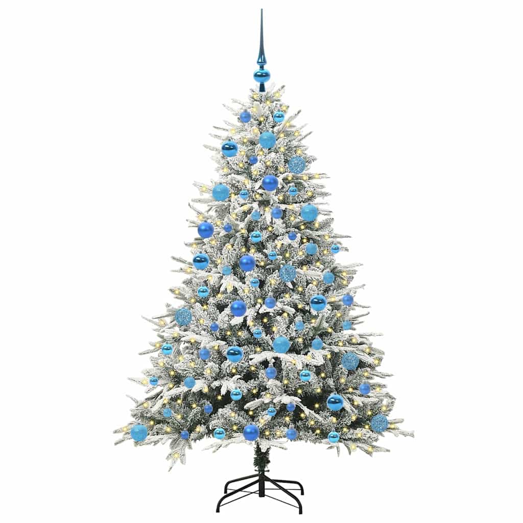 Kunstmatige Vorstverlichte Kerstboom met Bal Set Groen 180 cm
