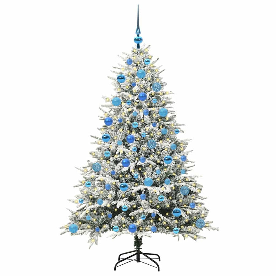 Kunstmatige Vorstverlichte Kerstboom met Bal Set Groen 180 cm