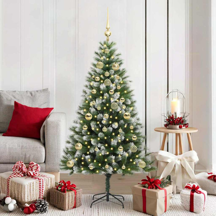 Kunstmatige scharnierkerstboom met bedekte sneeuw 150 cm