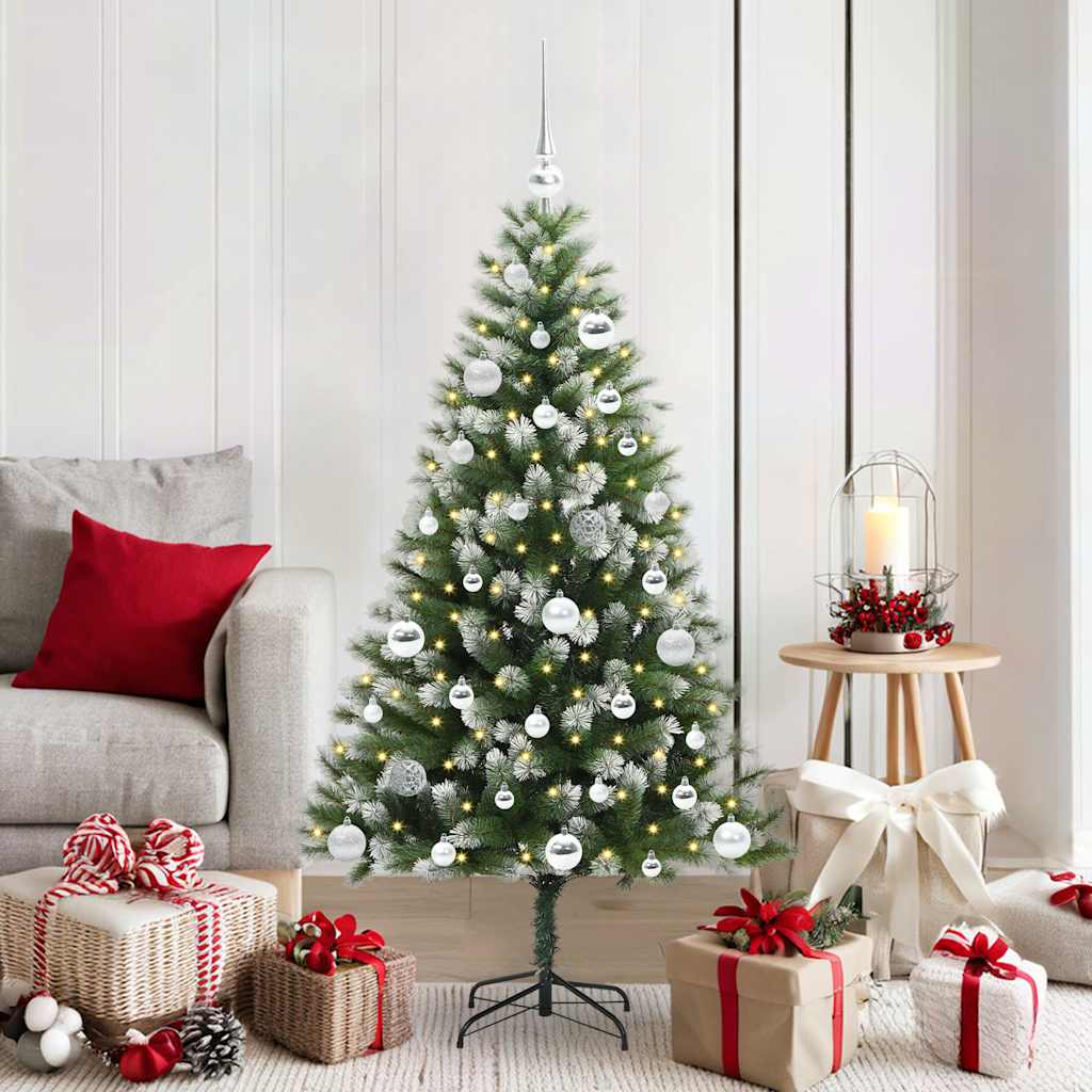 Kunstmatige scharnierkerstboom met bedekte sneeuw 150 cm