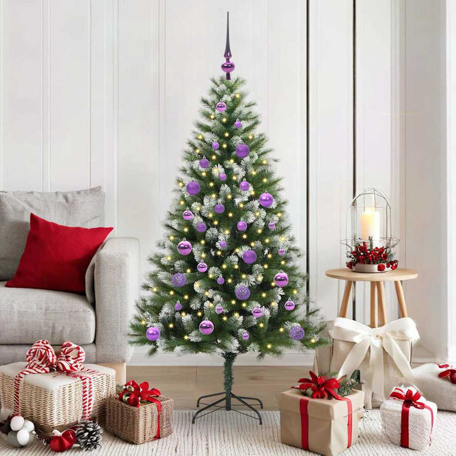 Kunstmatige scharnierkerstboom met bedekte sneeuw 150 cm