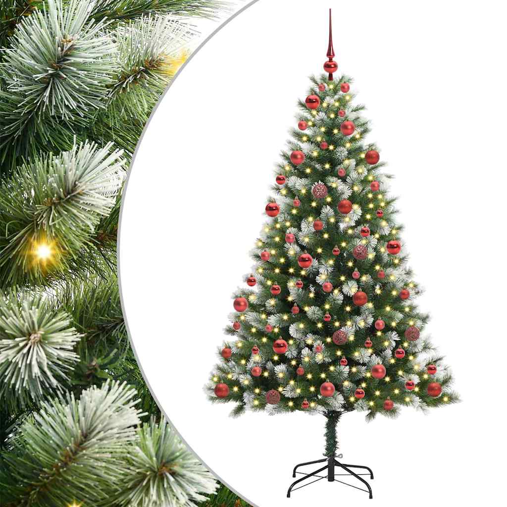 Kunstmatige scharnierkerstboom met bedekte sneeuw 180 cm