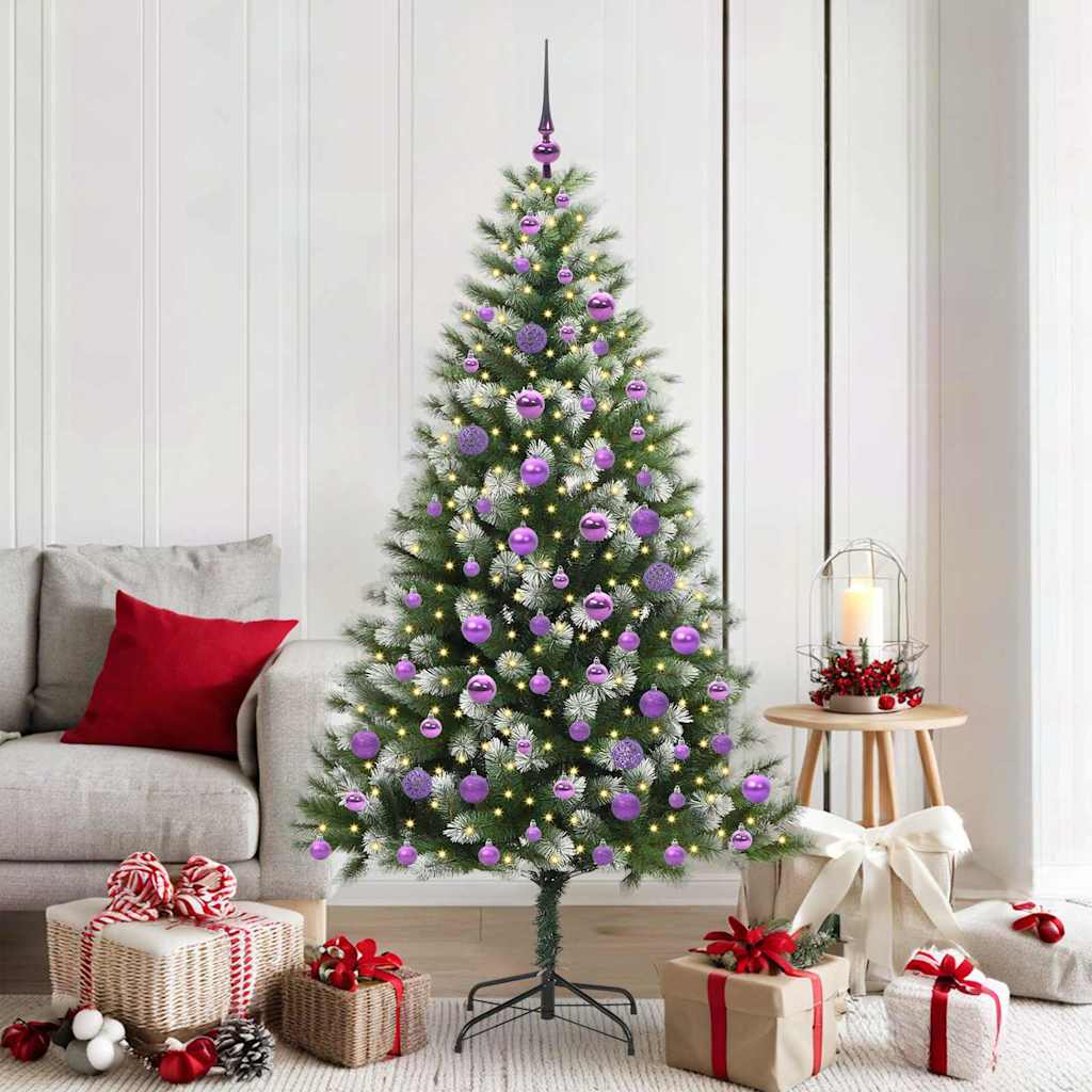 Kunstmatige scharnierkerstboom met bedekte sneeuw 180 cm