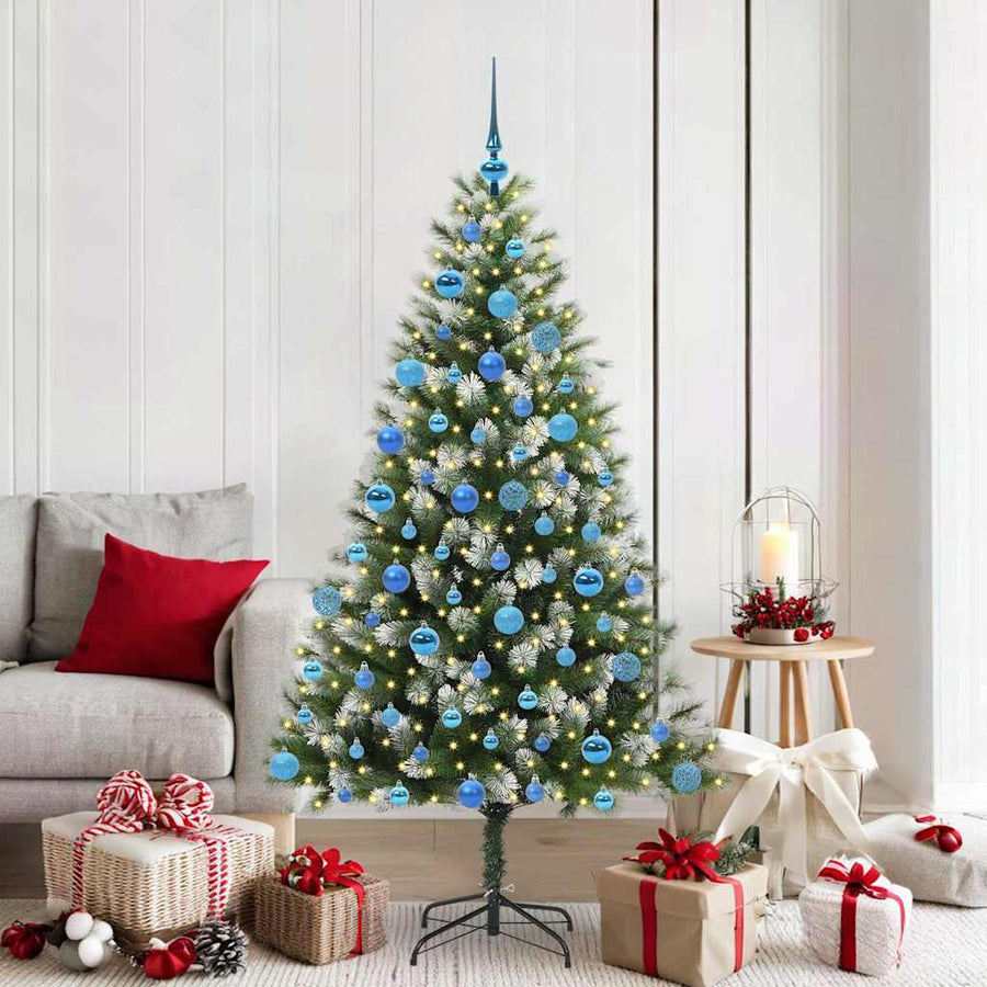 Kunstmatige scharnierkerstboom met bedekte sneeuw 180 cm