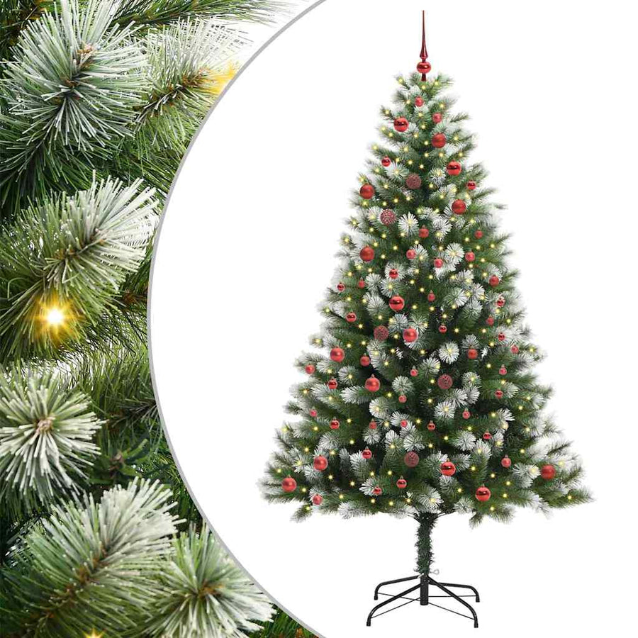 Kunstmatige scharnierkerstboom met bedekte sneeuw 210 cm
