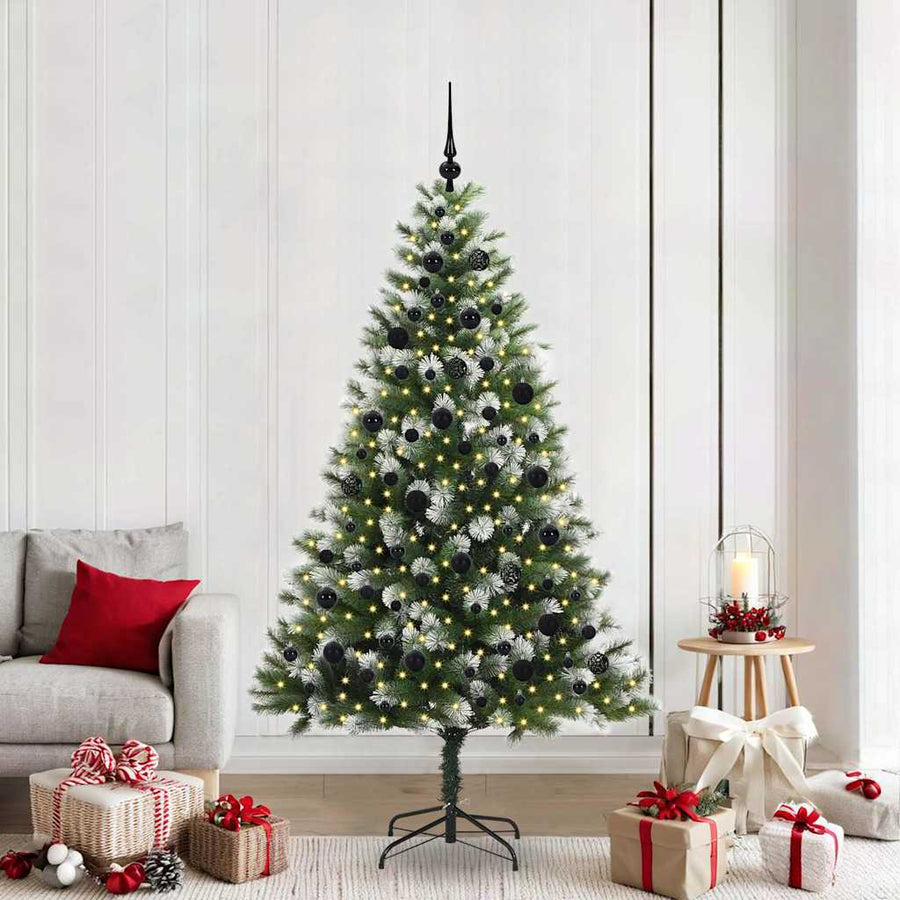 Kunstmatige scharnierkerstboom met bedekte sneeuw 210 cm