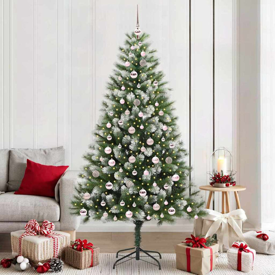 Kunstmatige scharnierkerstboom met bedekte sneeuw 210 cm