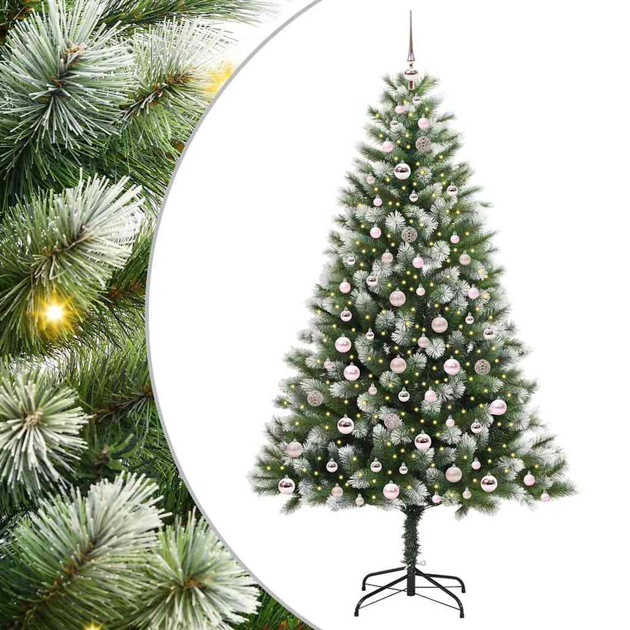 Kunstmatige scharnierkerstboom met bedekte sneeuw 210 cm