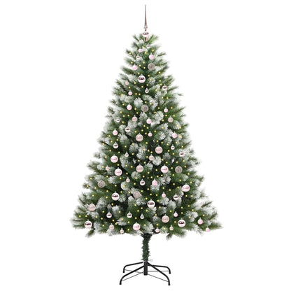 Kunstmatige scharnierkerstboom met bedekte sneeuw 210 cm