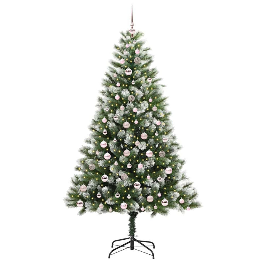 Kunstmatige scharnierkerstboom met bedekte sneeuw 210 cm