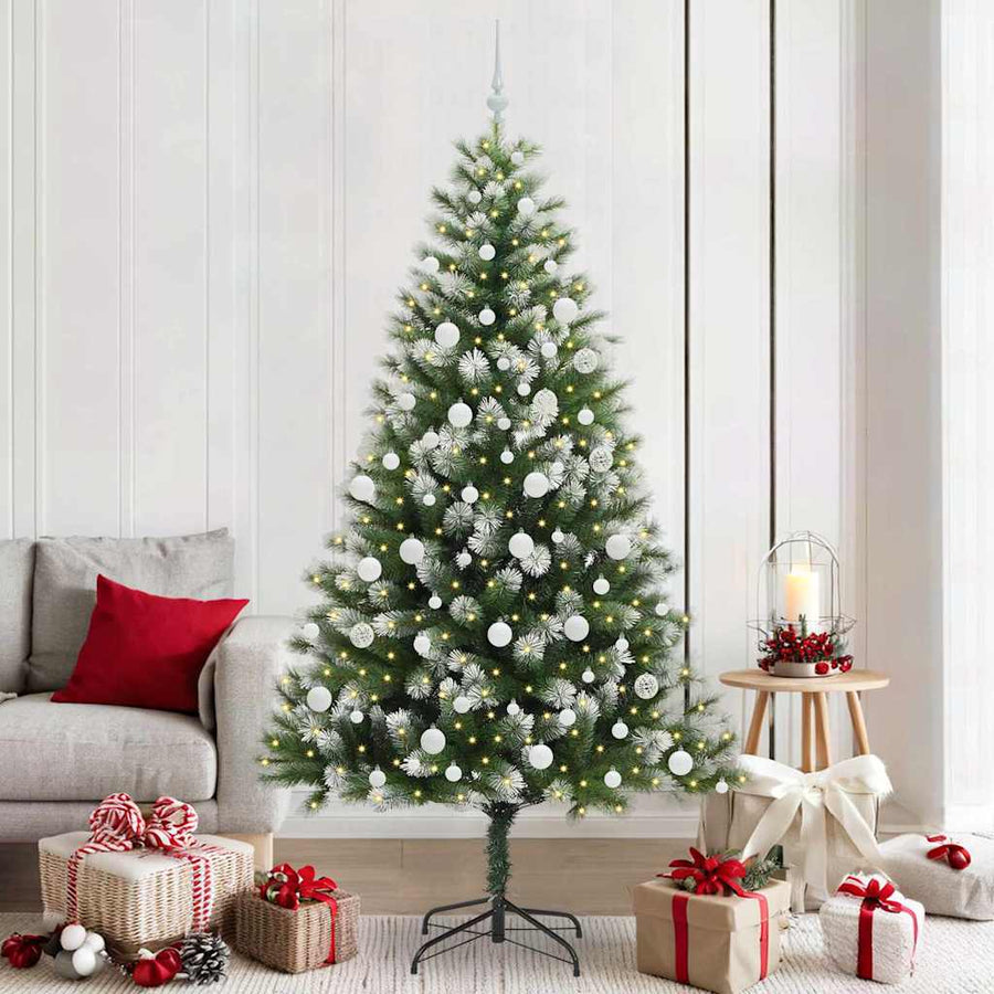 Kunstmatige scharnierkerstboom met bedekte sneeuw 210 cm