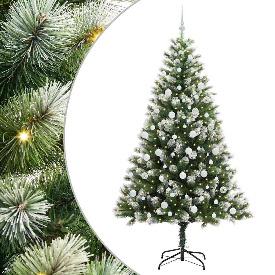 Kunstmatige scharnierkerstboom met bedekte sneeuw 210 cm