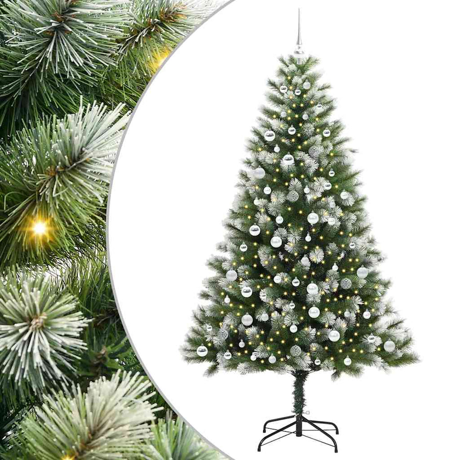 Kunstmatige scharnierkerstboom met bedekte sneeuw 210 cm