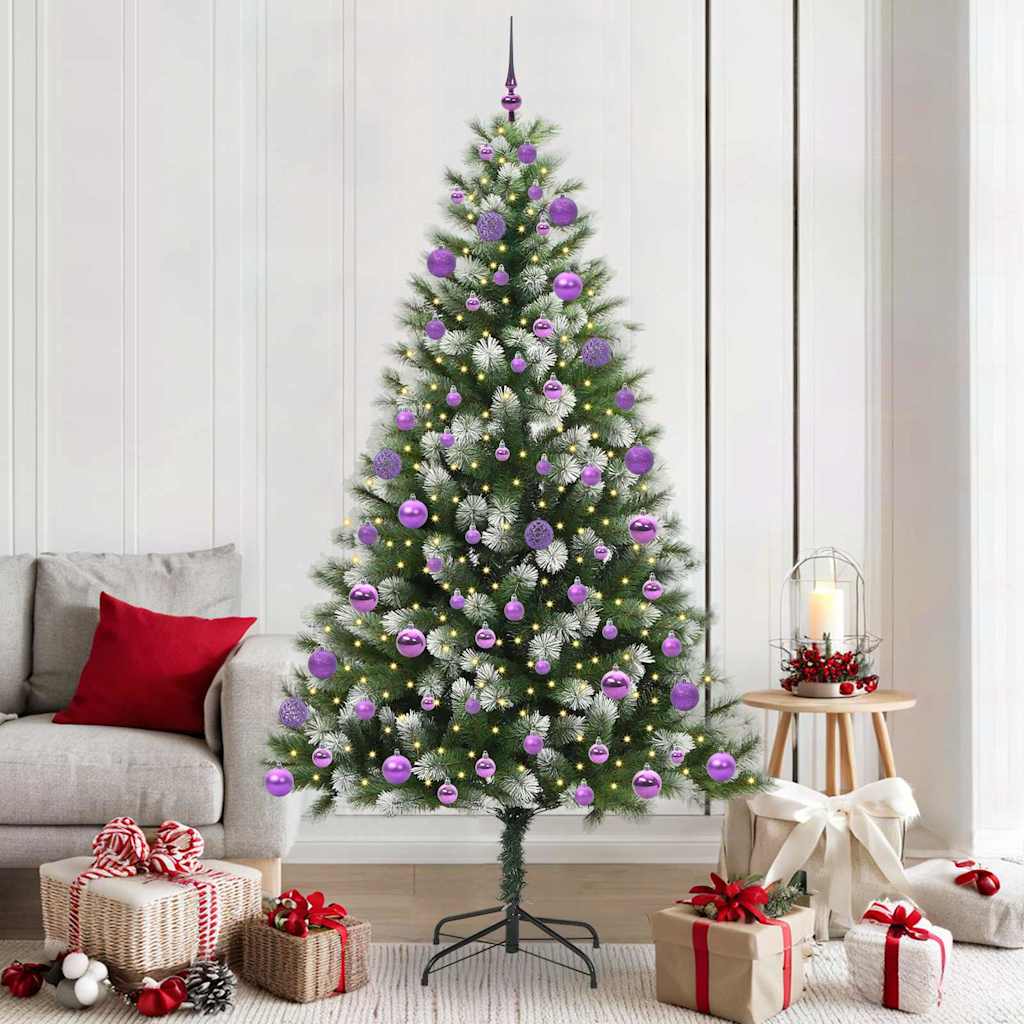 Kunstmatige scharnierkerstboom met bedekte sneeuw 210 cm