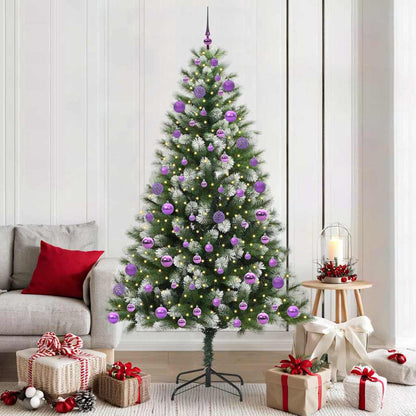 Kunstmatige scharnierkerstboom met bedekte sneeuw 210 cm