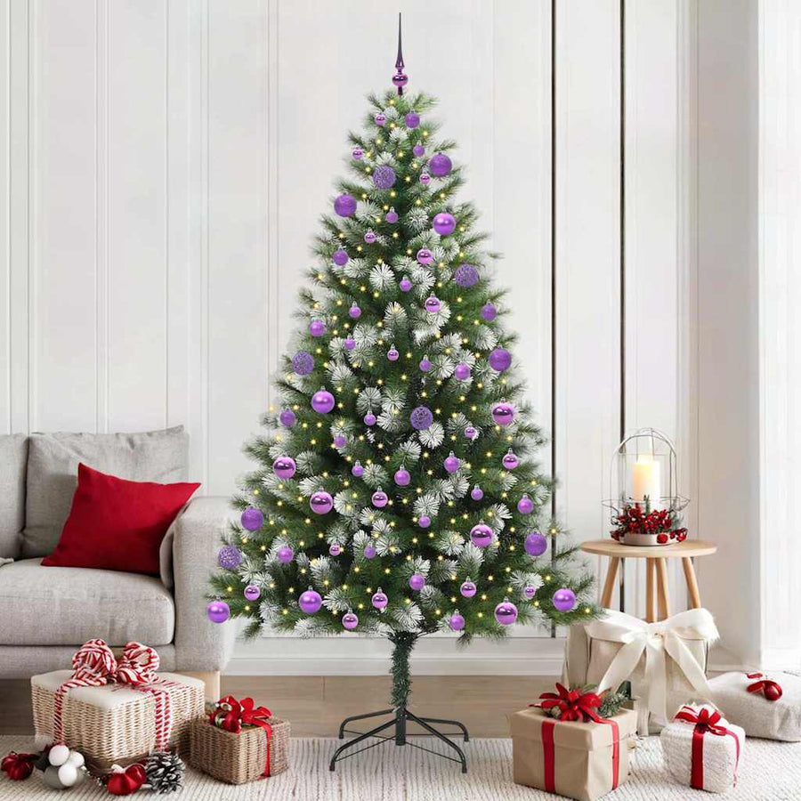Kunstmatige scharnierkerstboom met bedekte sneeuw 210 cm