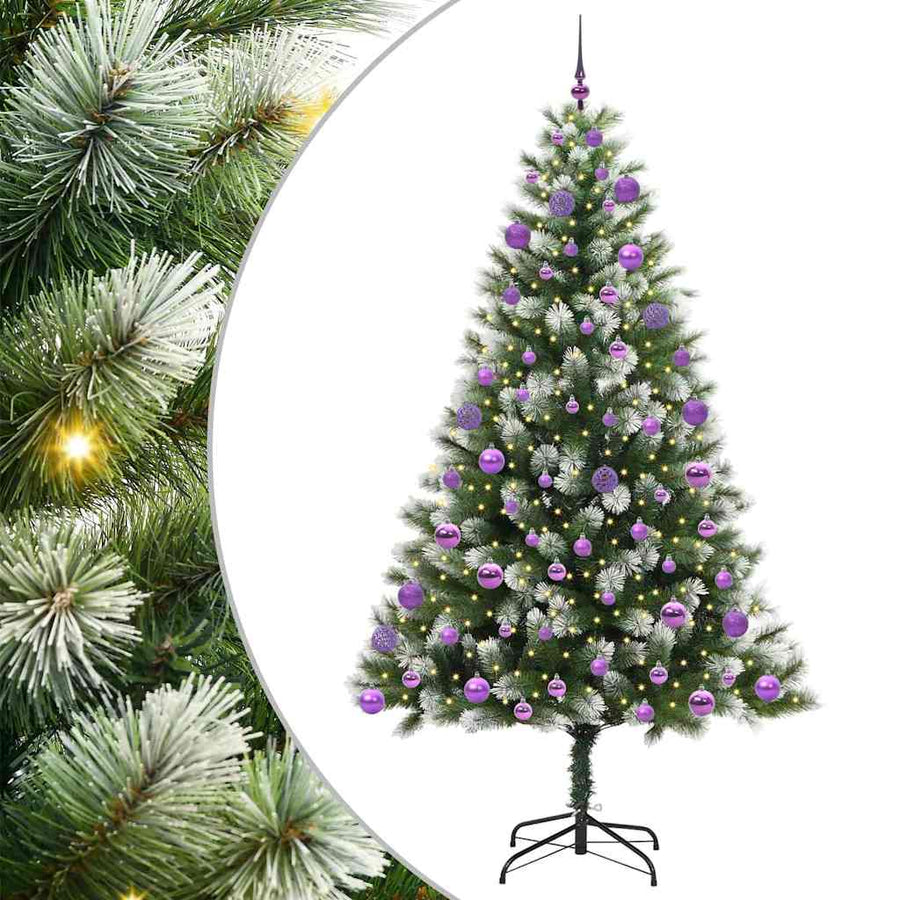 Kunstmatige scharnierkerstboom met bedekte sneeuw 210 cm