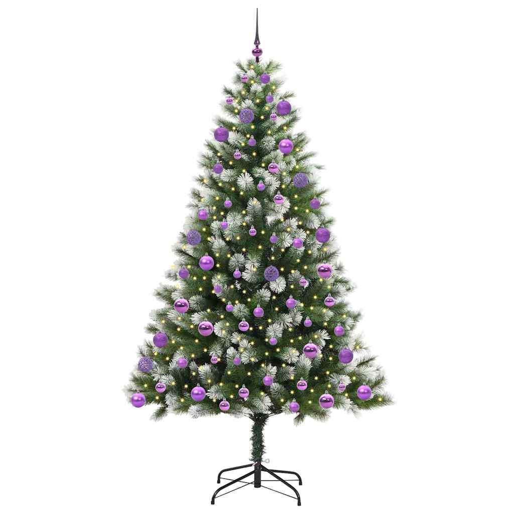 Kunstmatige scharnierkerstboom met bedekte sneeuw 210 cm