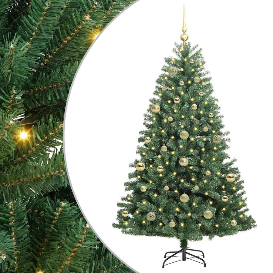 Kunstmatige Inklapbare Kerstboom Groen 150 cm PVC en Metaal